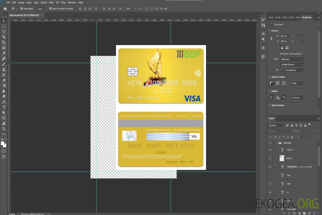 Carte Visa Gold Papouasie-Nouvelle-Guinée BSP Bank template Carte Visa Gold Papouasie-Nouvelle-Guinée BSP Bank template